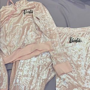 Powered Pink Velvet Barbie Sweatsuit